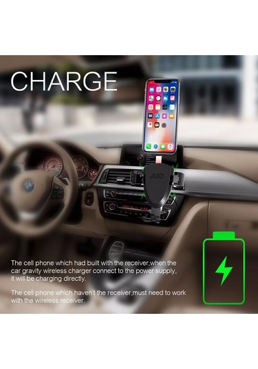 Juo Havalandırma Izgara Uyumlu 10W Kablosuz Şarjlı Araç İçi Telefon Tutucu