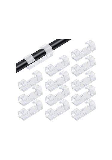20li Şeffaf Kablo Sabitleyici Düzenleyici Klips Kablo Tutucu
