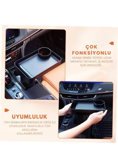 Coofbe 360 Döner Ayarlamalı Araç Bardaklık Araç Masası Araç Organizer Araç Bardaklık Ve Araç Tepsisi Siyah