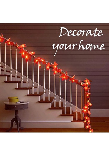 Kangvka 6m 40 Led Akçaağaç Yapraklı Led Işık Zinciri, Ip65 Su Geçirmez, 3xaa Pil İle Çalışır Pil Dahil Değil , Ev Ve Bahçe Dekorasyonu İçin Diğer