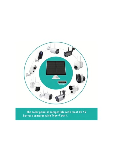 Xuweiwei Güvenlik Kamerası İçin 4w 1 Paket Güneş Paneli Şarj Edilebilir Kamera Type-c Arayüz 360 Derece Ayarlanabilir Açık Hava