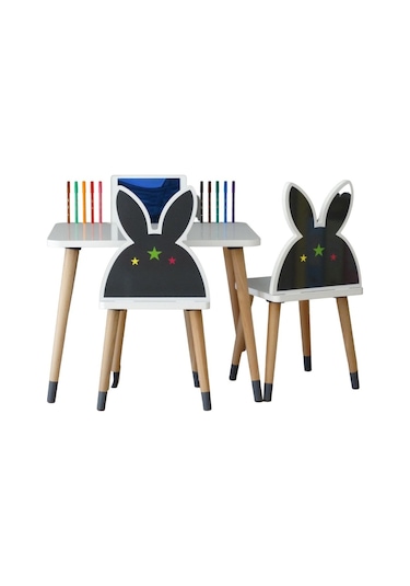 Çocuk Aktivit Oyun Masa Sandalye Takımı Tablet Kalem Yeri Yaz Sil