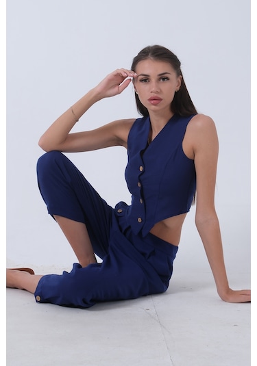 Feminist Saks Keten Yelekli Takım 0106321.26 001