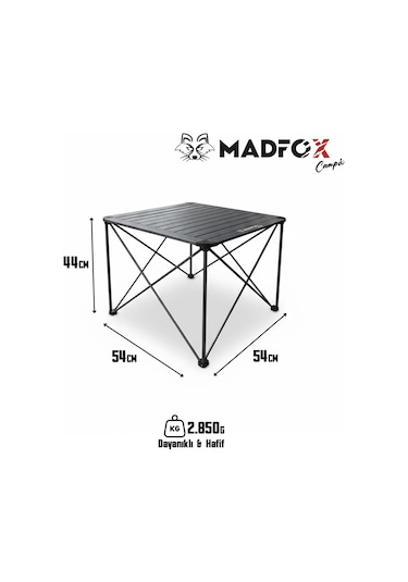 Madfox Campix Katlanır Kamp Masası Küçük Gri