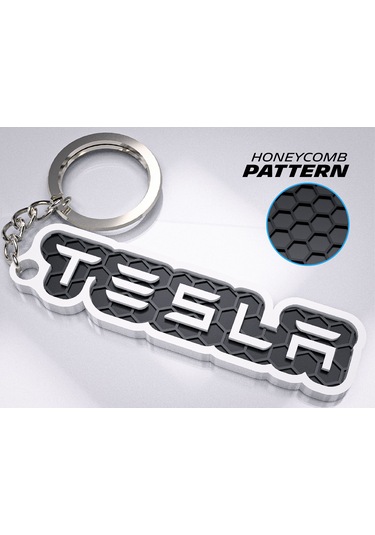 Markanıza Özel Petek Desenli Tesla Yazılı 3d Anahtarlık