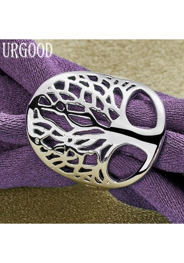 925 Ayar Gümüş Hayat Ağacı İçi Boş Yüzük Moda Takı 6
