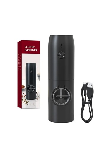 Jialan Taşınabilir Şarj Edilebilir Elektrikli Tuz Biber Değirmeni Siyah