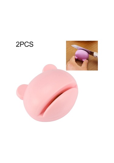 2 Adet Çok Fonksiyonlu Karikatür Tasarım Bıçak Bileyici Pembe