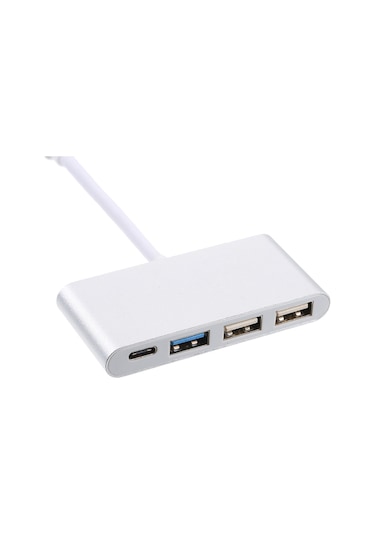 Teltree Type-c Ve Usb Portları İçin 4'lü Usb 3.0 Hızlı Veri Transferi 10gbps Şarj Ve Hub Adaptörü - Gümüş
