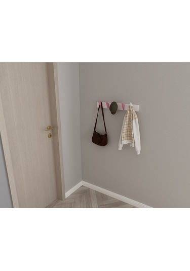 Hepsi3boyutlu Modern Duvar & Kapı Kanca Askılık - 5 Adet Pembe Kanca Askılık - Model No : 5 Pembe