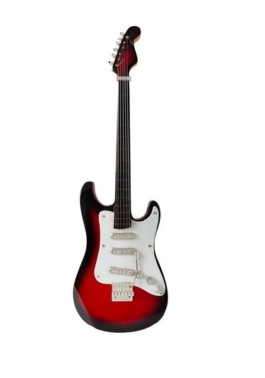 El Yapımı 1/4 Ölçek Minyatür Elektro Gitar Stratocaster St. Red B