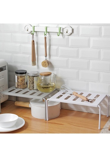 Jeemson Beyaz Genişletilebilir Sulama Delikli Depolama Rafı - Mutfak/banyo Çerezlik Organizer 40.5-68cm Beyaz