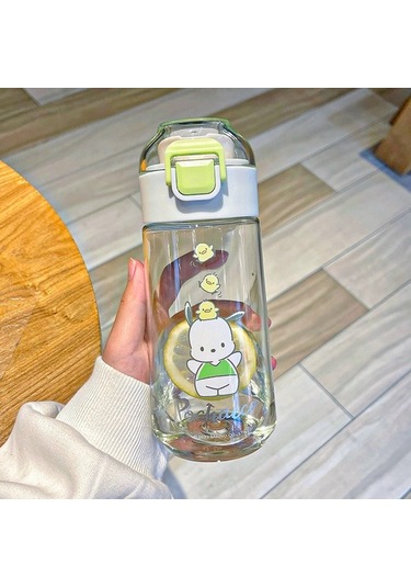 Miss Play Sanrio Kuromi Plastik Bardak, Gösterişli Çocuk Su Bardağı, Kullanışlı Kulp, Öğrenci Bardağı, Açılır Kapak, Doğrudan Içme Bardağı E4h3ıb Yeşili