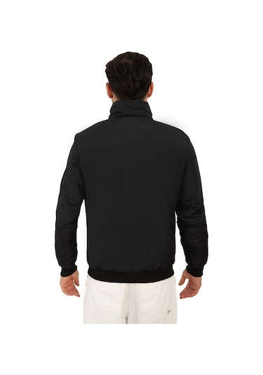 Riverstorm Erkek Siyah İçi Astarlı Dik Yaka Mevsimlik Cepli Su Ve Rüzgar Geçirmez Yağmurluk Siyah