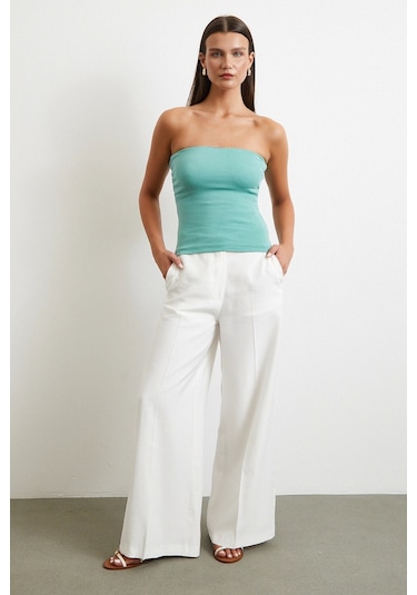 Straplez Top Yeşil Yeşil