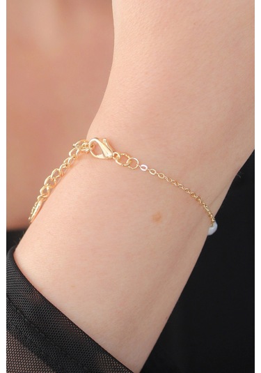 Dodes Dodes Gold Renk İnci Boncuk Model Kadın Bileklik Tg27bb5129 Çok Renkli