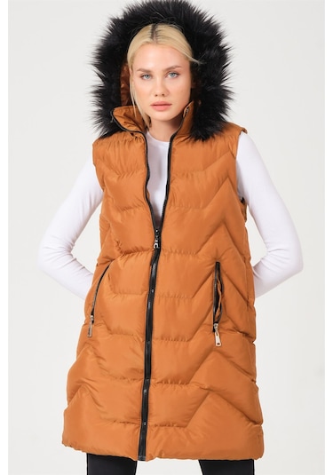 Dewberry Bayan Yelek Z6761 Taba