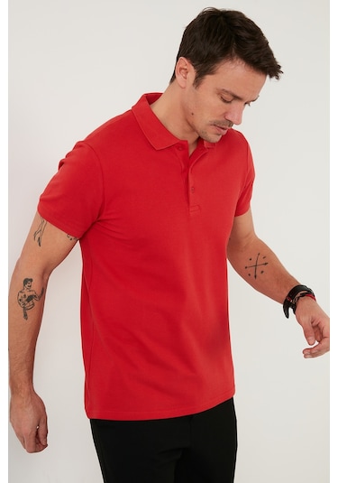Buratti Pamuklu Regular Fit Düğmeli Erkek Polo Yaka T Shirt 5902127 Kırmızı