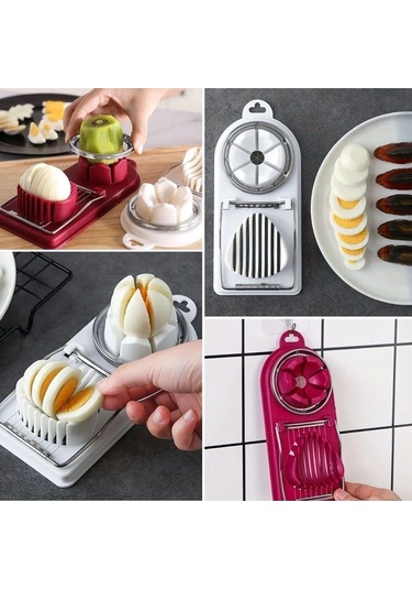 Çok Fonksiyonlu Eşit Yumurta Meyve Sebze Dilimleyici Kesici Aparat Karışık Renk 1 Adet Çok Renkli