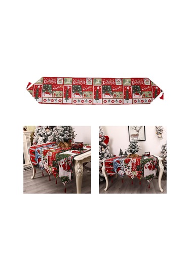 Homyl Yılbaşı Masa Örtüsü Bayrağı Kış Mutfağı İçin Karikatür