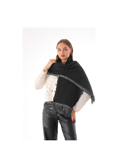 Çift Taraflı Yumuşak Dokulu Antrasit Şal Atkı Antrasit