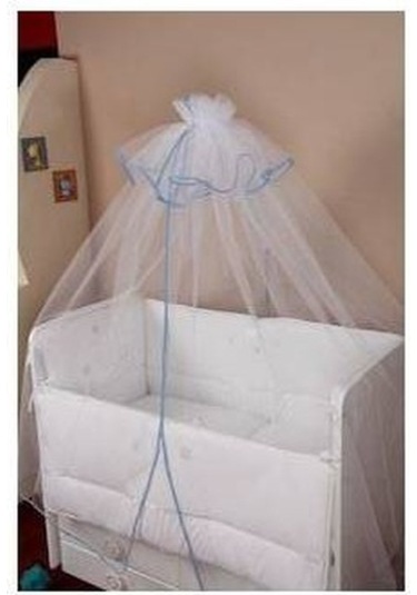 Hugoy Bebek beşik cibinliği ve demiri, cibinlik ince mavi