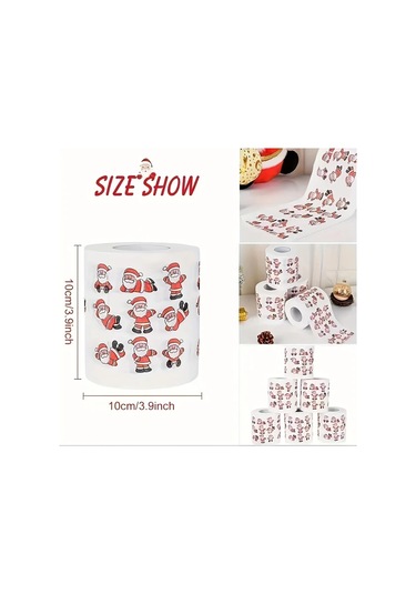 Awesomestore 5 Rulo Noel Temalı Yumuşak Kağıt Havlu, Noel Baba Ve Ren Geyiği Desenli, Parti Malzemeleri