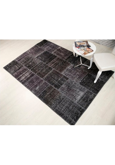 Patchwork El Dokuma Antik Anadolu Halısı Black Hole Siyah