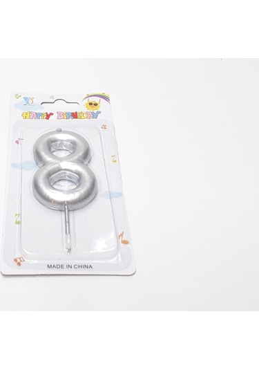 8 Gümüş Rakam Mum Gümüş