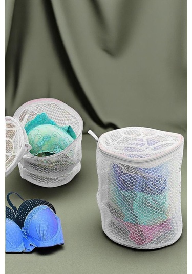 Fermuarlı Sütyen Ve Çamaşır Yıkama Filesi Hassas Çamaşır Yıkama Beyaz