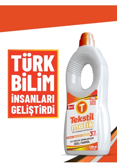 Tekstilmatik Ev Tekstili 3'ü 1 Arada Sıvı Vegan Çamaşır Deterjanı 1200 ML