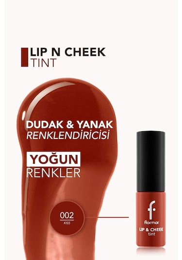 Flormar Lip & Cheek Gün Boyu Kalıcı Çok Amaçlı Tint 002 Kiss Lip&Cheek