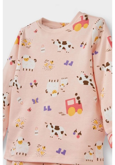 Defacto Kız Bebek 4lü Pijama Takımı Uzun Kollu Üst Uzun Alt F0638a525aupn114 Pembe-pn114