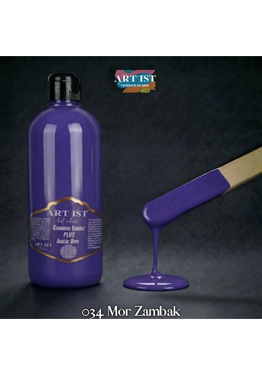 Kendinden Vernikli Plus Vernikli Akrilik Boyalar - 034 Mor Zambak Ahşap, Taş Tozu, Hobi, Dıy