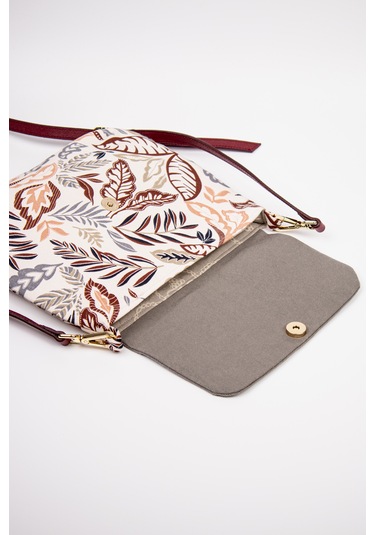 Fabric Craft Bag Omuz Çantası Desenli Kumaş Gri - Beyaz