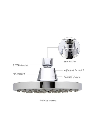 Tongxida Lezzetli Bosphorus Yüksek Yağmur Sprey, İnç G1/2 Duş Başlığı, Basınçlı Banyo Ayarlanabilir 6 Os Diğer