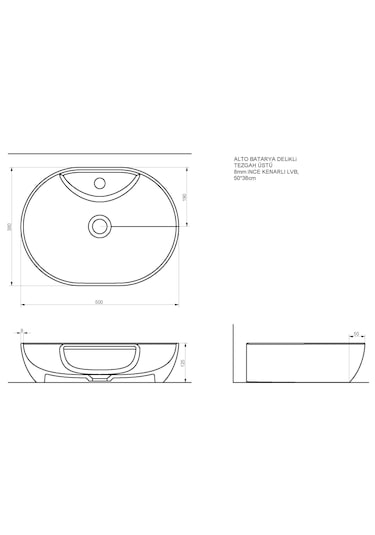 Seramiksan A002060h Alto Lavabo Mat Siyah 50 CM