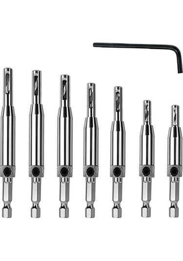 Xurunkeji Menteşe Ucu Seti Ahşap İşleme Kapı Ve Pencere Menteşe Deliği Açıcı Konumlandırma Delme Seti Altıgen Saplı Ucu