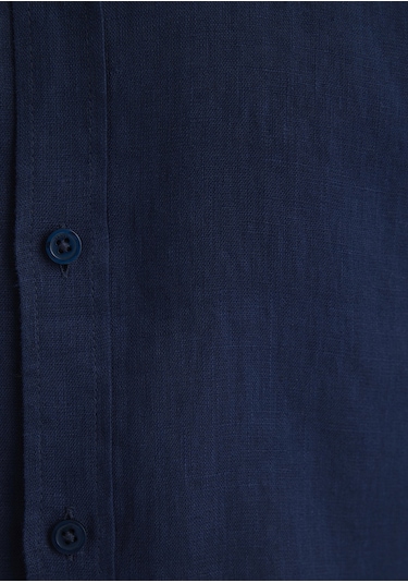 Mavi - Lacivert Keten Gömlek 0211466-70497 Lacivert