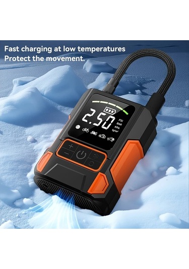 Xuweiwei Taşınabilir Dijital Hava Kompresörü Led Ekranlı Kablolu Kablosuz Çift Amaçlı Şişiriciler Araba Motosiklet Bisiklet Spor Topu