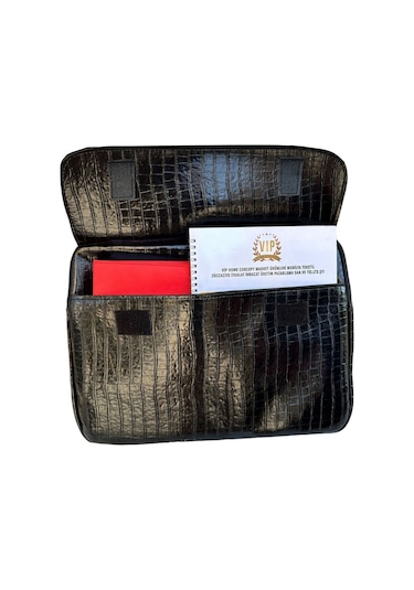 Kroko Siyah Macbook Air Pro Uyumlu 15.6-16.1 Inç Darbeye Karşı Korumalı Laptop Çantası Vip Home Bags