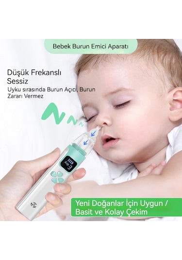 Uıowoo Bebek Burun Aspiratörü Elektrik Ve Şarj Edebilir Nazal Temizleme Cihaz Yenidoğan Ve Bebekler Mavi