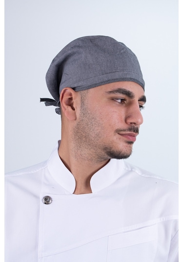 Chef Bone Kep Aşçı Şef Şapkası Gri Çok Renkli