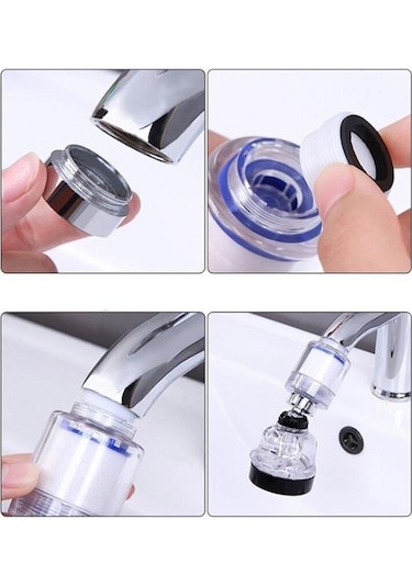 Tortu Klor Pas Arıtıcı Pamuk Filtreli 3 Fonksiyon Musluk Başlığı