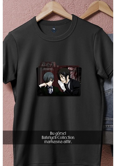 Oversize Kuroshitsuji V1 Anime Tasarımlı Unisex T-shirt Siyah