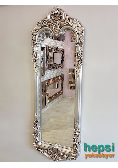 Klasik Model Gümüş Renk Varaklı Boy Aynası Gümüş
