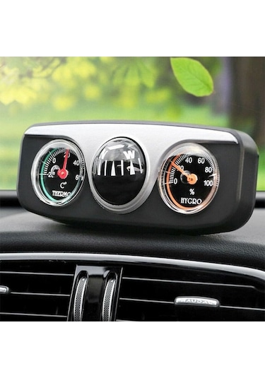 Yaozixa Oto Dekoratif Ünite: 3'ü Bir Arada Pusula + Sicaklık + Nem Ölçer, Araç İç Dekorasyonu Lc-3 İngilizce