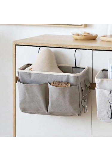 Beyaz Başucu Saklama Çantası Düzenleyici Tv Uzaktan Kumanda Asılı Kanepe Depolama Organizatör Yatak Tutucu Cepler Yatak Odası Yurt Saklama Çantası Beyaz