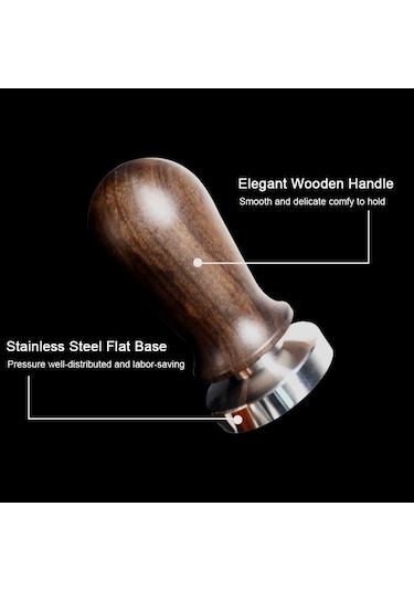 Fastbuy Kahve Severler İçin Ahşap Saplı Paslanmaz Çelik Espresso Presi, Siyah - Mükemmel Espresso İçin Zengin Ve Pürüzsüz Bas Siyah