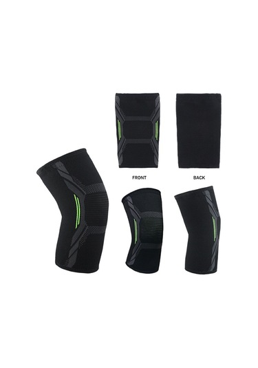 Pazly--2 Adet Spor Diz Desteği Elastik Sıkıştırma Kaymaz Fitness Koşu Bisiklet Diz Pedi Yeni L Siyah